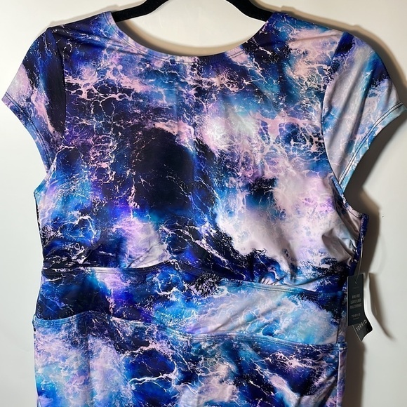 Torrid ACTIVE SWIM SCOOP BACK ONE-PIECE - OCEAN PRINT BLUE - Picture 9 of 11